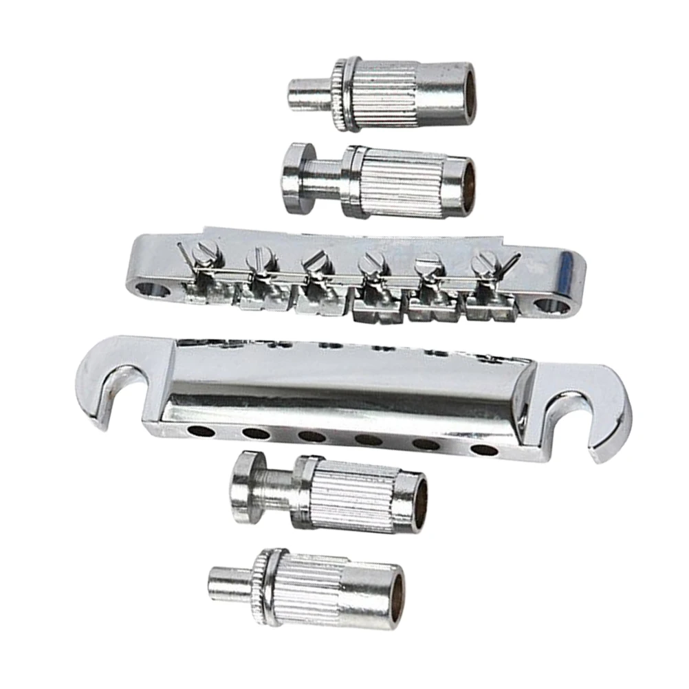 

6Pcs Electric Guitar Bridge Metal Locking Bridge Tailpiece Set for 6 String Guitar Replacement Adjustable Saddles
