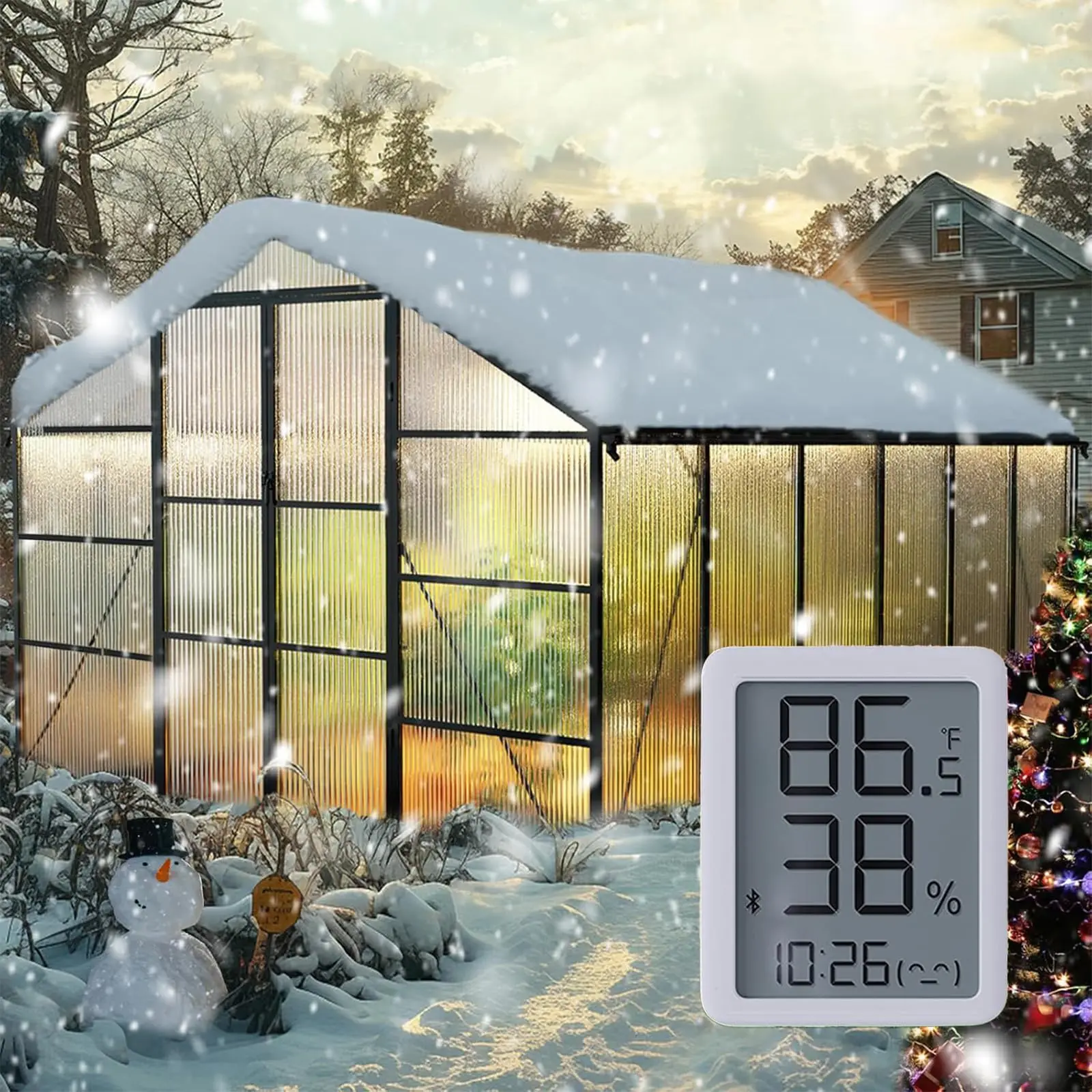 10X12FT Enhanced Aluminum Large Greenhouse for Outdoors with Thermometers