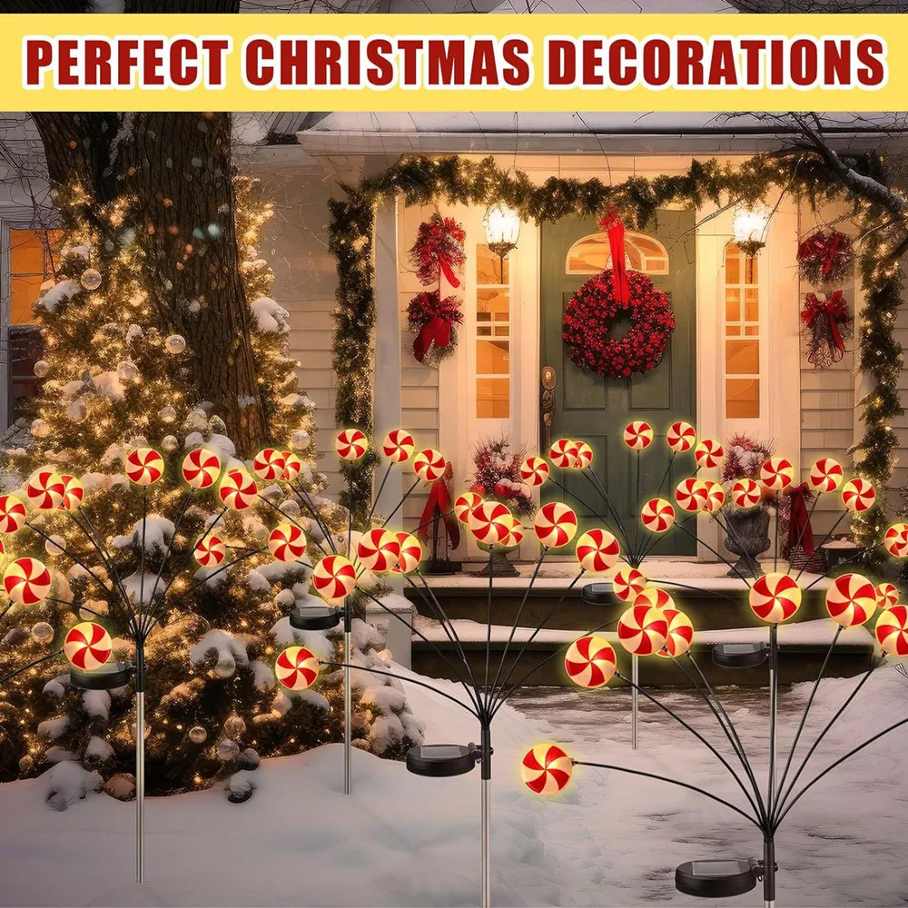 1/2pcs Solar-Powered LED Candy Lights Garden Decor Lamp Waterproof Outdoor Lawn Lighting 1042