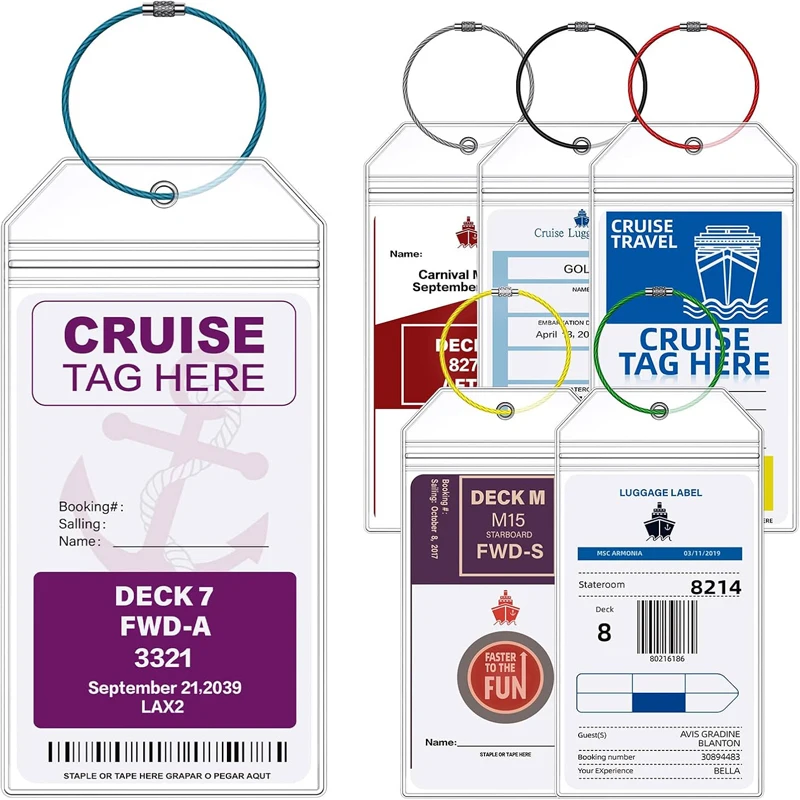 

6Pcs Cruise Luggage Tag Holder, Compatible With All Cruise Lines, Transparent Clear, PVC, Zipper Seal, Cruise Travel Must-Haves