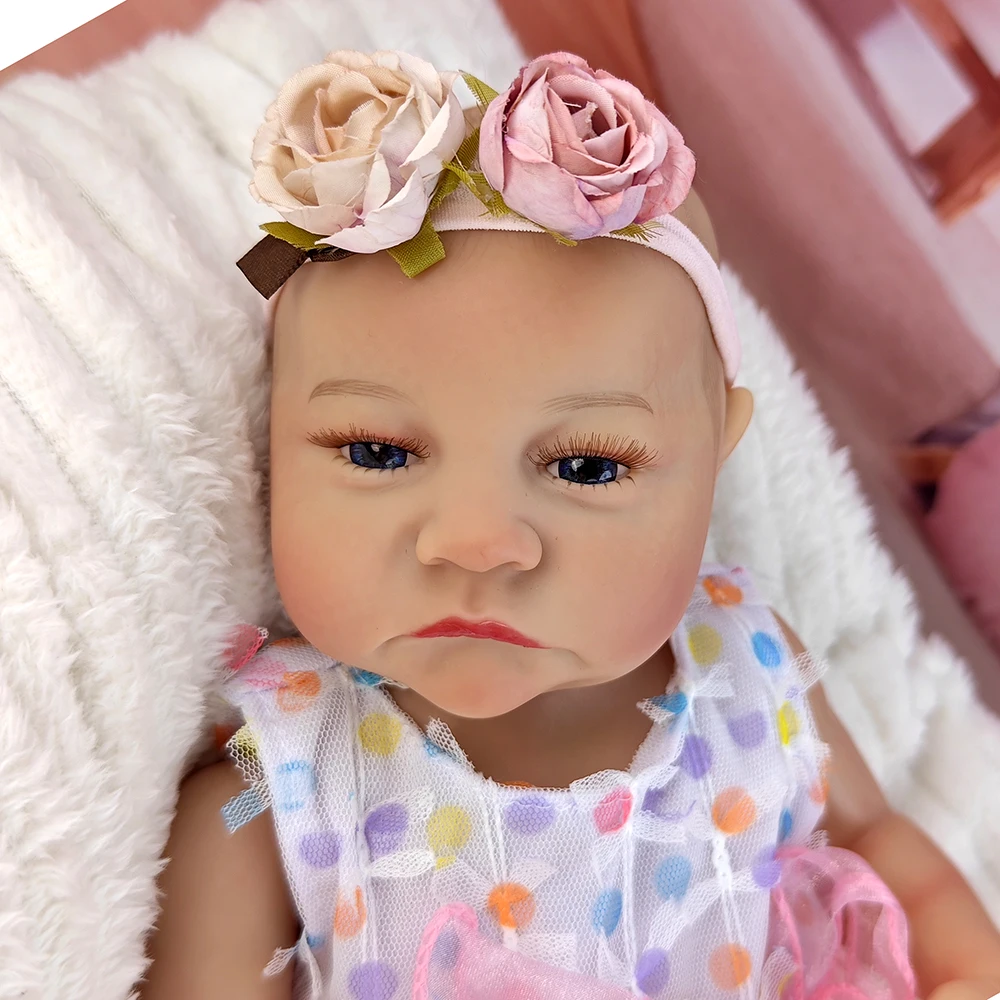 46CM完成済みリボーンドール新生児フルビニールドールソフト手描きヘア3D肌色血管見えるおもちゃ女の子幼児ギフト