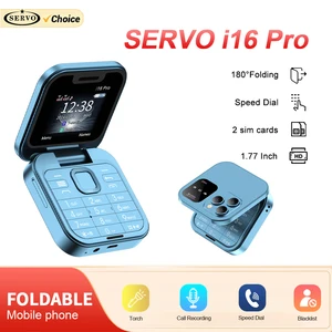 SERVO Original i16 Pro Foldable Mini Mobile Phone 2SIM Card Speed Dial Fold Telephone Magic Voice Blacklist Flip Cellphone TypeC 12 best sales antique telephones fake - №6