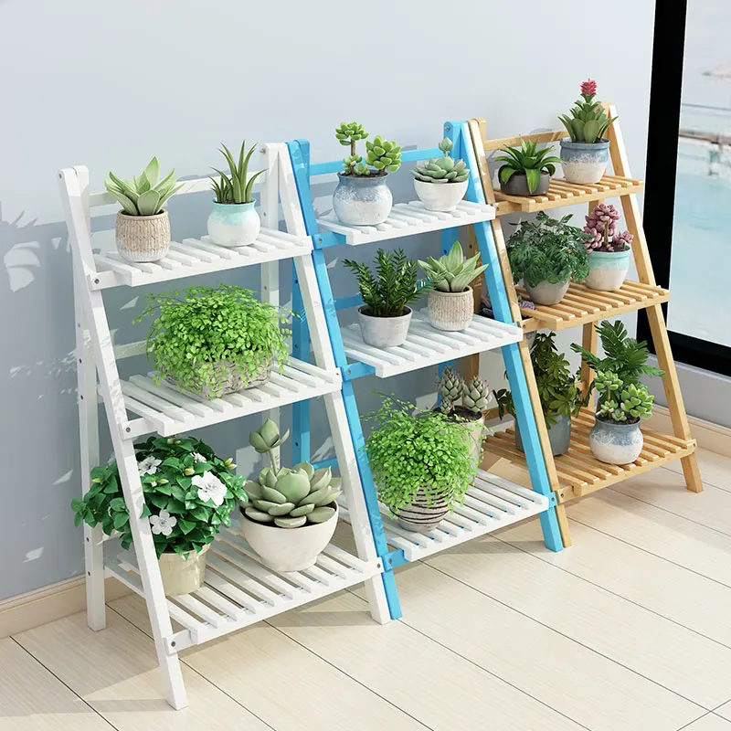 Foldable Wooden Plant Stand Flower Shelf Multi-Tier Plant Holder for Succulents Spider Ivy Potted Plants Balcony Decor