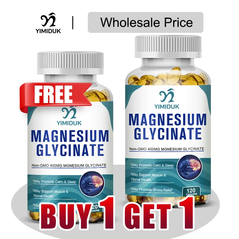 

Buy 1 Get 1 Free! Pure Magnesium Glycinate Supplement, for Deep Sleep & Stress Relief Aid, Muscle Relaxation & Nervous System