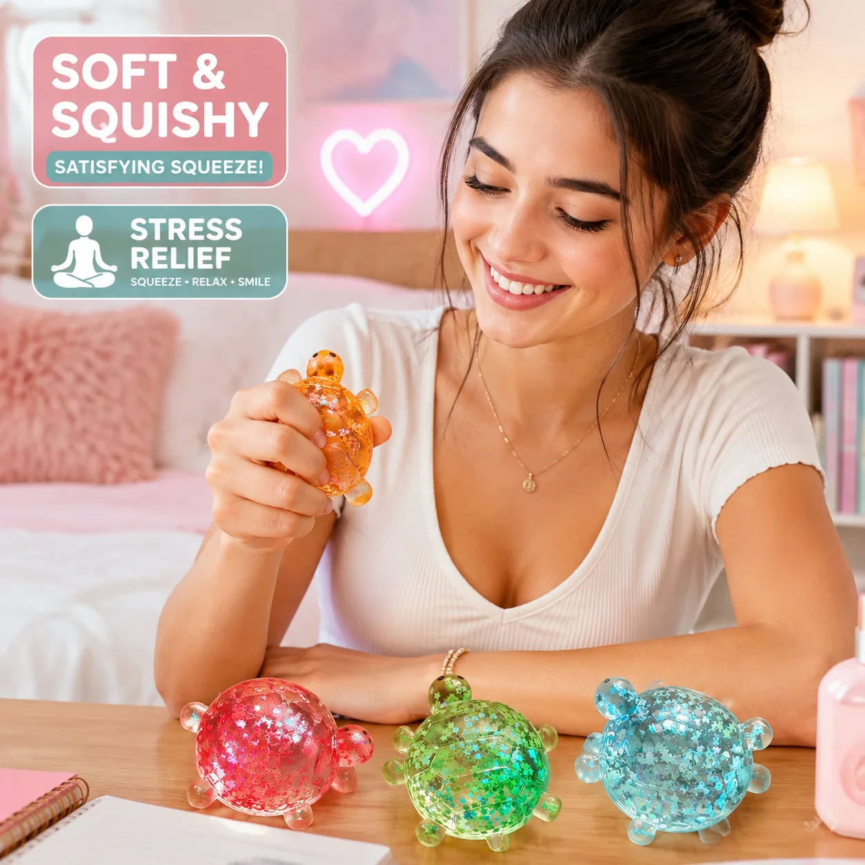 Maltose Glitter Squishy Sticky Putty Fidget Toy, Slow Rising Turtle Sea Star Fidget Slug Stress Reliever