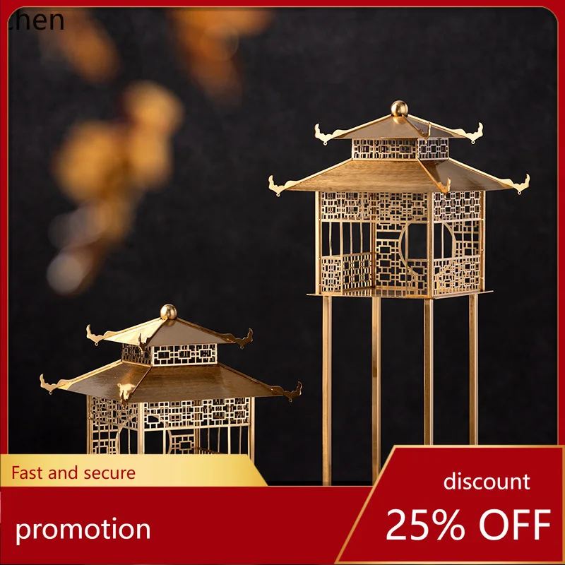 

YFY New Chinese Style Metal Hollow Architecture Pavilion Pagoda Ornament Model House Sales Office Clubhouse Soft