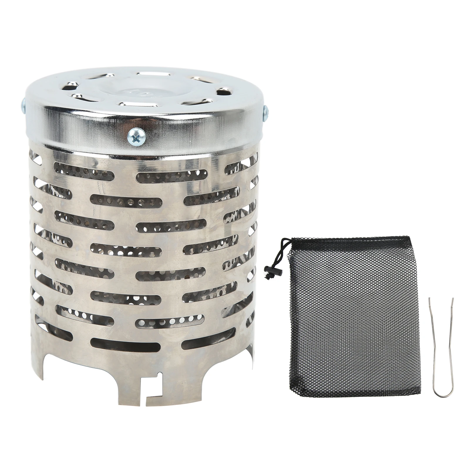 Camping Mini Heater Cover Silver Stainless Steel Camping Warming Stover Cover Safe Avoid Flame Spillage with Handle for Picnics