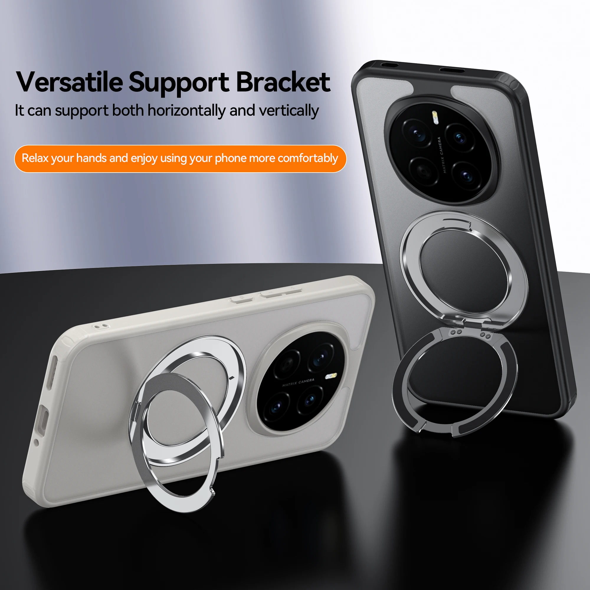 

For Honor Magic 7 Pro Magnetic Case 360° Rotating Ring Stand for Magsafe Wireless Charging Matte Yellowing TPU Protective Cover