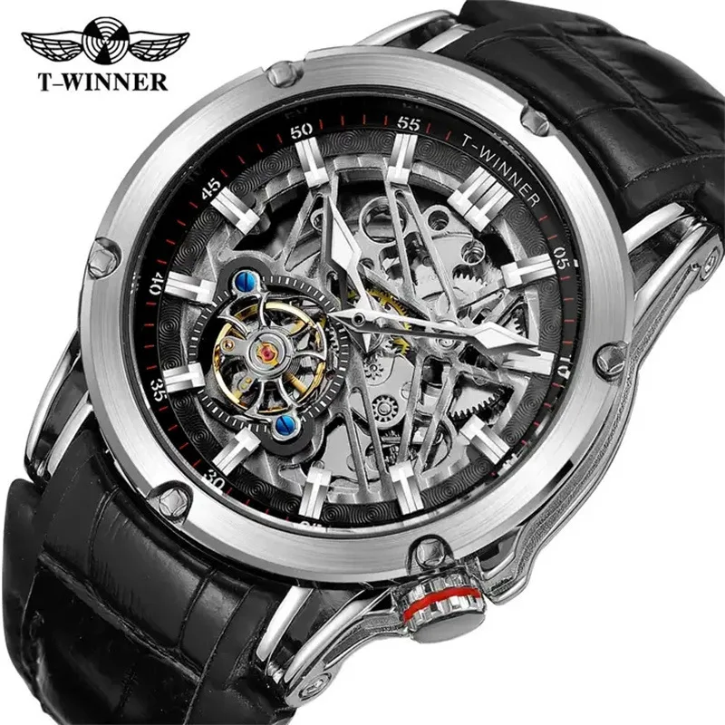 Official brand free shippingNew European American Style Men's Fashion Casual Hollow Movement Automatic Mechanical Wat