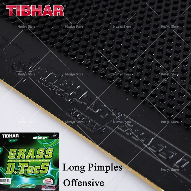 TIBHAR Table Tennis Rubber GRASS D.TECS OX/with Sponge Long Pimples Offensive German Green Ping Pong Rubber Sheet ITTF Approved