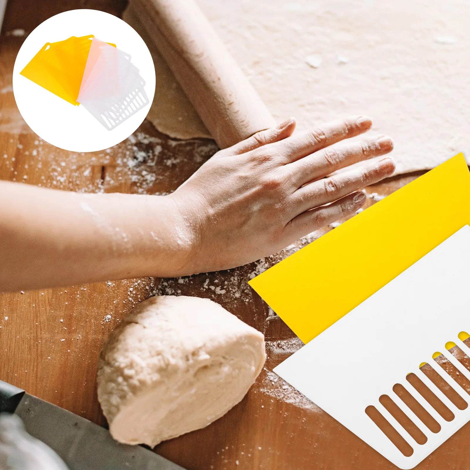 

8pcs Dough Cutter Bench For Baking Pastry Pizza Bread Reusable Plastic Kitchen Tool Lightweight Cake Spatula Food