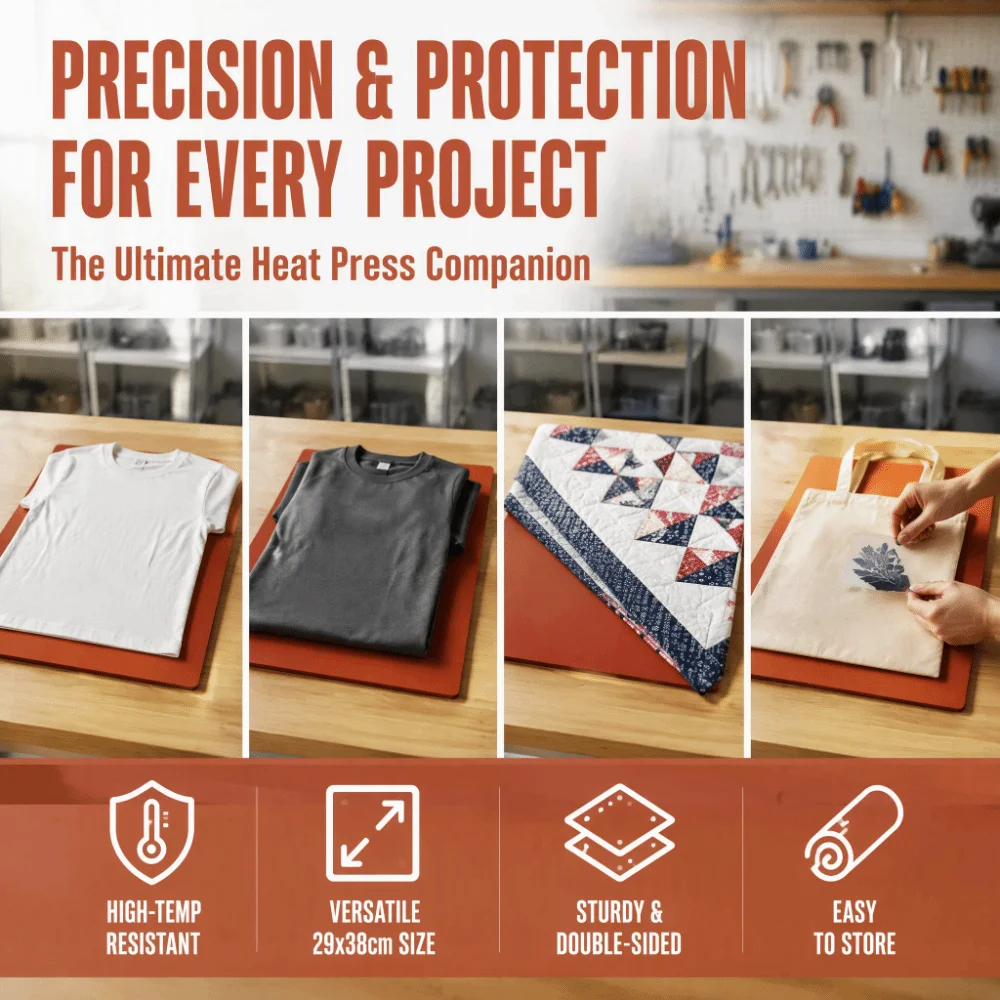 290x380x8mm Heat Pressing Mat Silicone Red Heat Transfer Pad High Temperature Heat Press Replacement Pad For T-Shirts