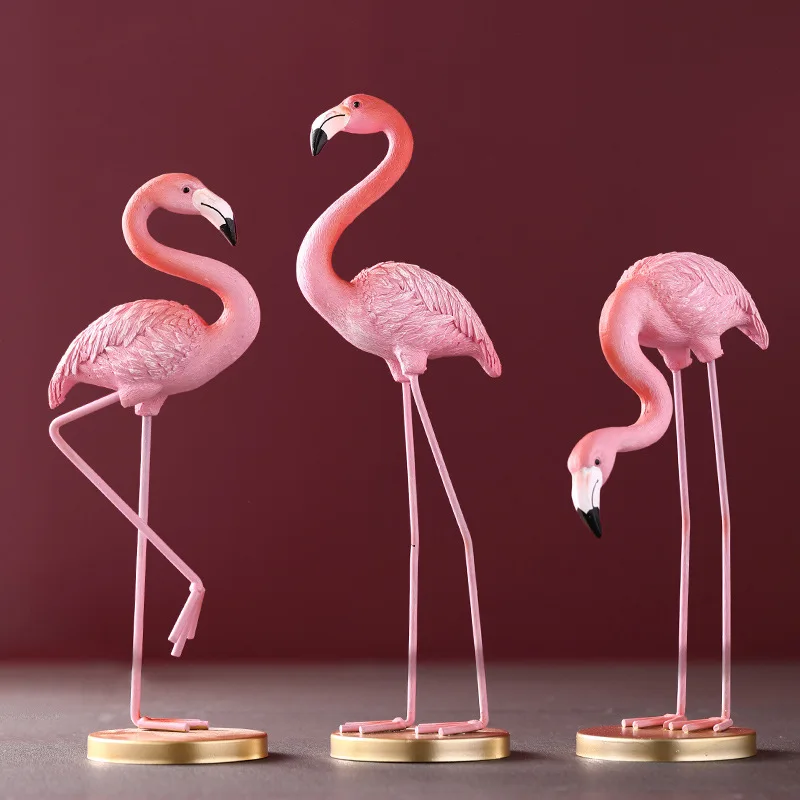 Nordic Style Flamingo Resin Handicraft Decorations, Creative Living Room TV Cabinets Bookshelves Desktop Home Decor