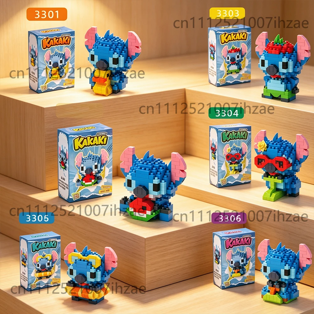 6/1pcs Lilo & Stitch Assembling Building Blocks Microparticle Building Block Toys Characters Jigsaw Puzzle Desktop Decoration