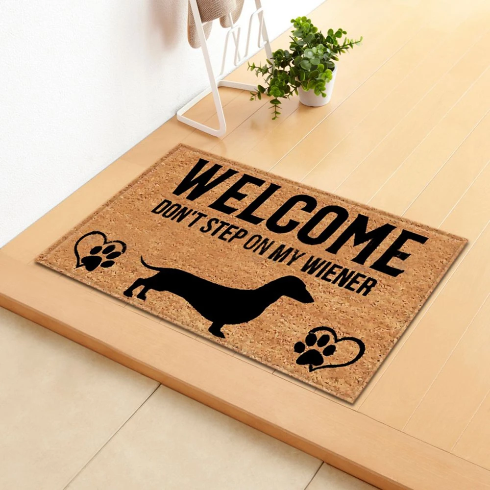 English Letter Welcome Door Mat Machine Washable Flannel Backing Non Slip Entry Rug for Front Garden/Kitchen/Bedroom