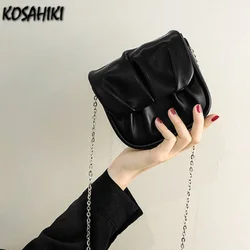 Summer Women Korean Trendy Fairy Crossbody Bags Fashion Pleated Chain Shoulder Bag Y2k Aesthetic All Match Ins Solid Mini Purses