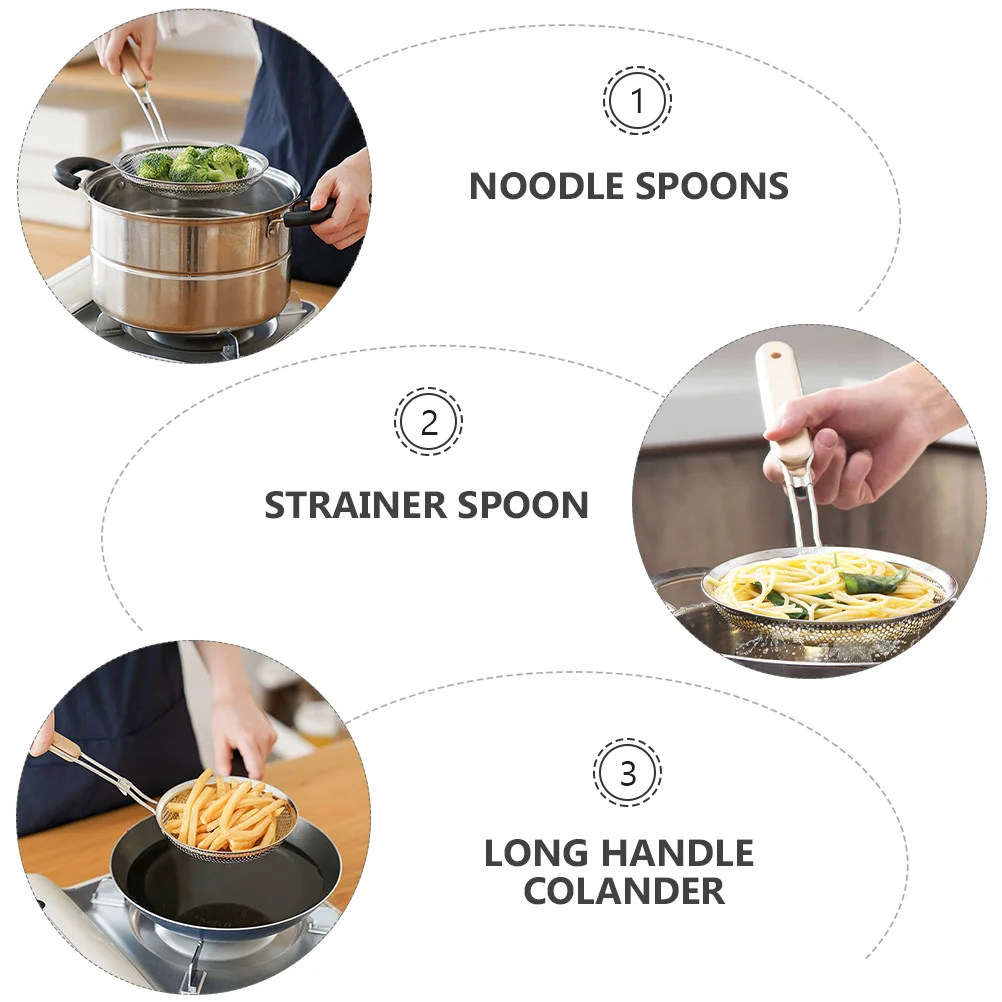 

Stainless Steel Large Strainer Spoon Long H Noodle Spoon Kitchen Gadget Food Grade Material Corrosion Resistant Easy