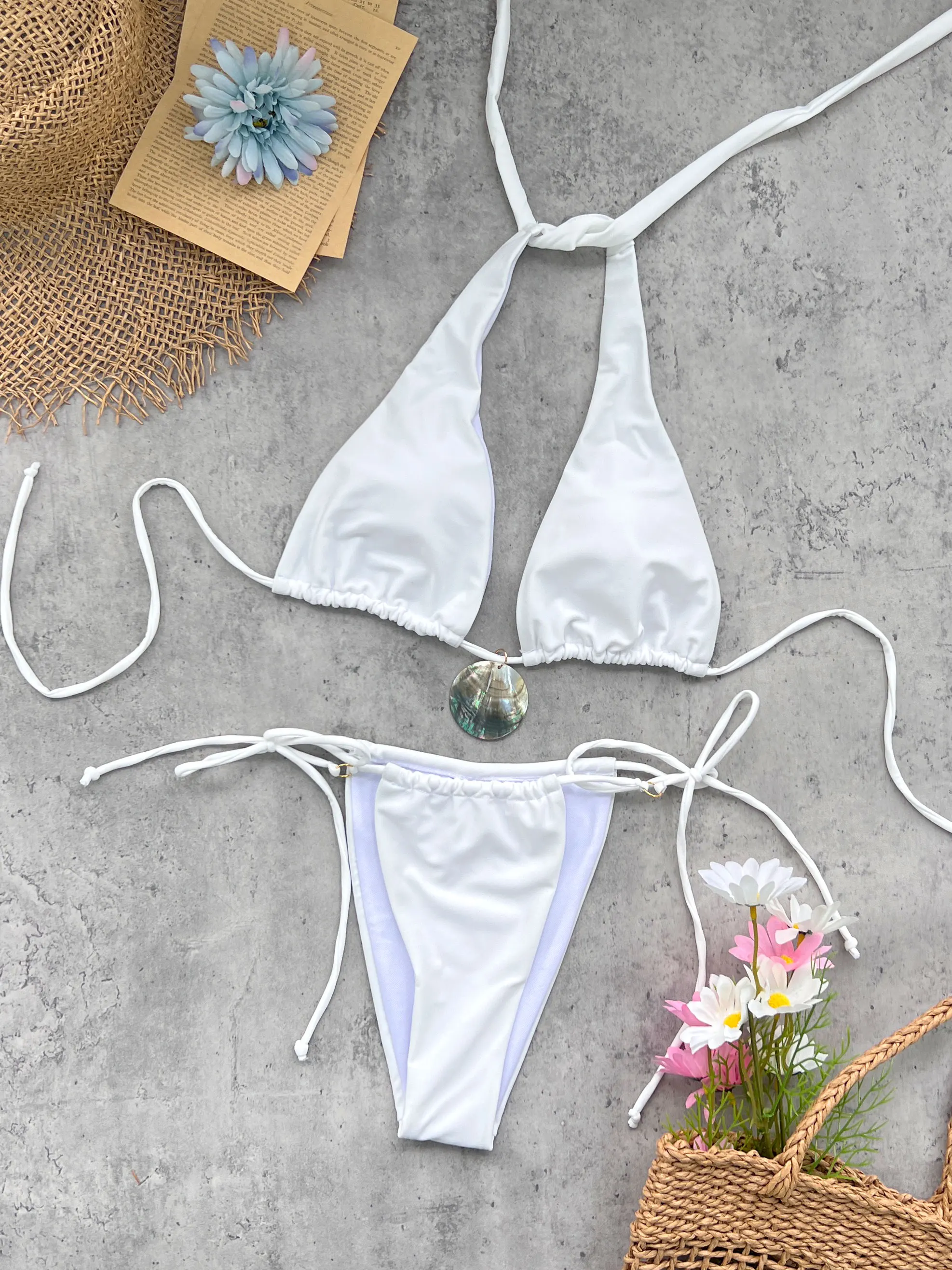 

Fashion Off Shoulder Mirco Bikini Women 2Pcs Swimsuit 2025 Sexy Low Waist Biquini Lady Batihng Suit Swimwear Female Beachwear