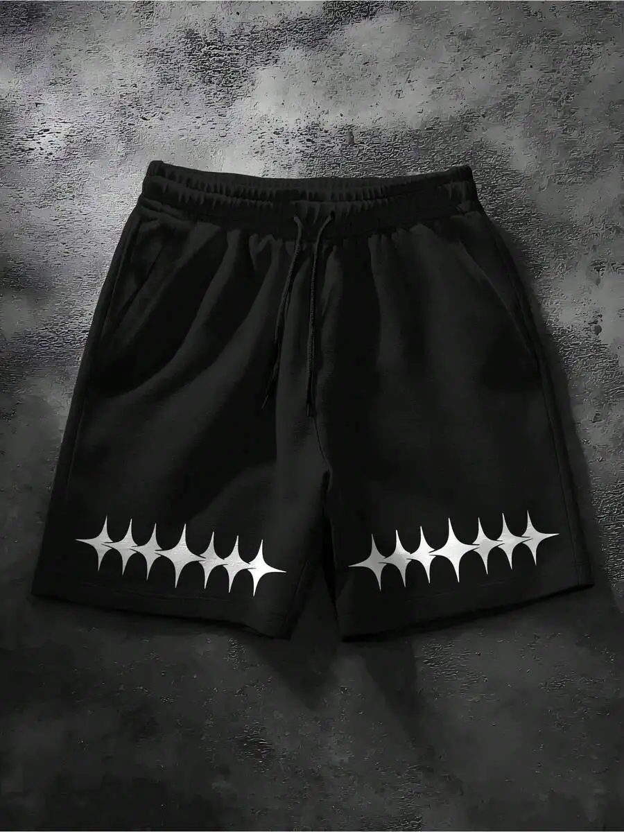 

Mens Loose Fit Star Print Casual Shorts For Summer Beachwear