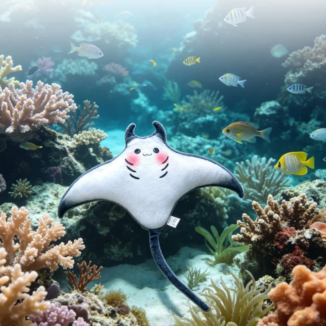 Marine Animal Plush Toys Manta Ray Plush Toy Blue Spotted Stingray Doll Devil Fish Pillow Toy for Kids and Biology Enthusiasts