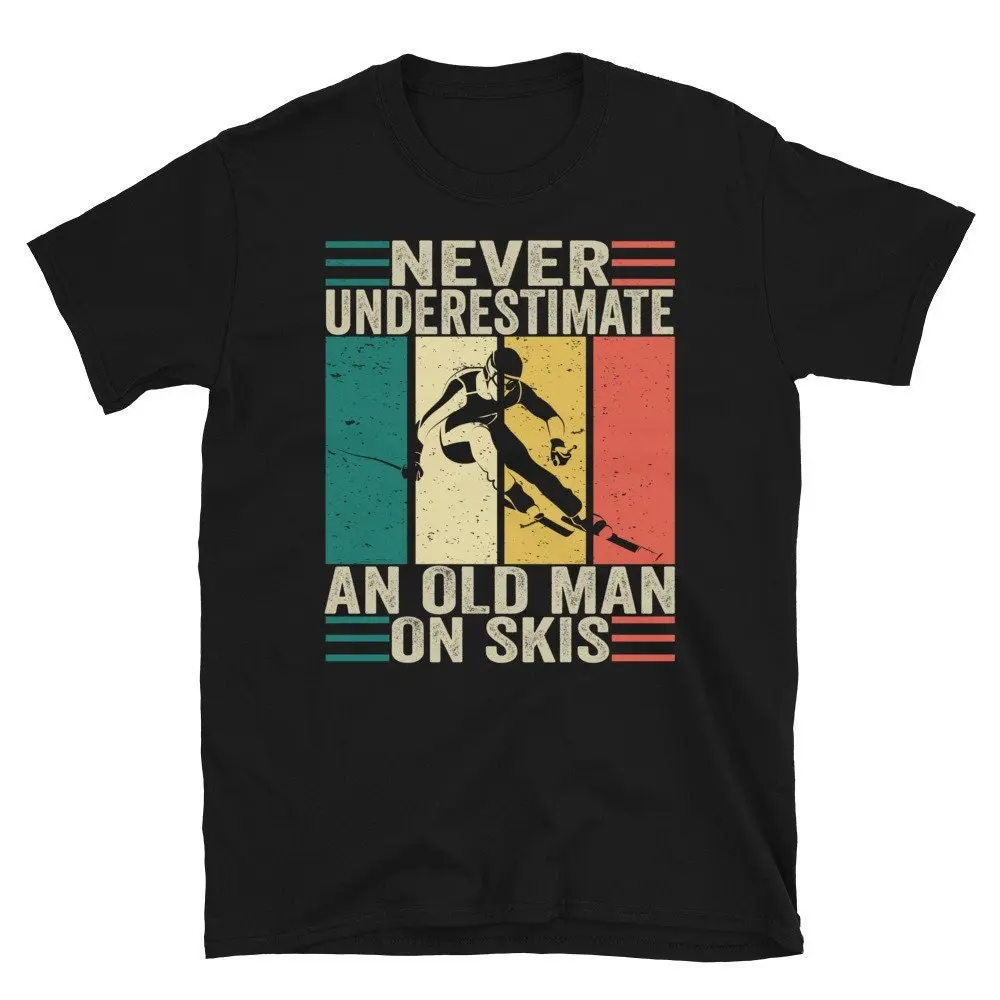 

Never Underestimate An Old Man on Skis Men's T-shirt Summer Tracksuit Short Sleeve Round Neck Tops Casual Breathable Sportswear