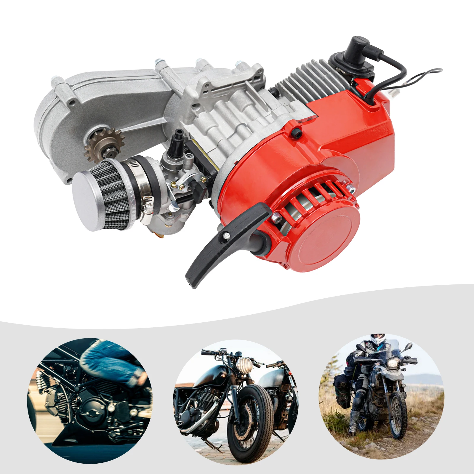 

Двухтактный одноцилиндровый двигатель 49 куб. см, 3 л.с., с электронным зажиганием для мини-мотоциклов, квадроциклов, картов, скутеров и мотоциклов