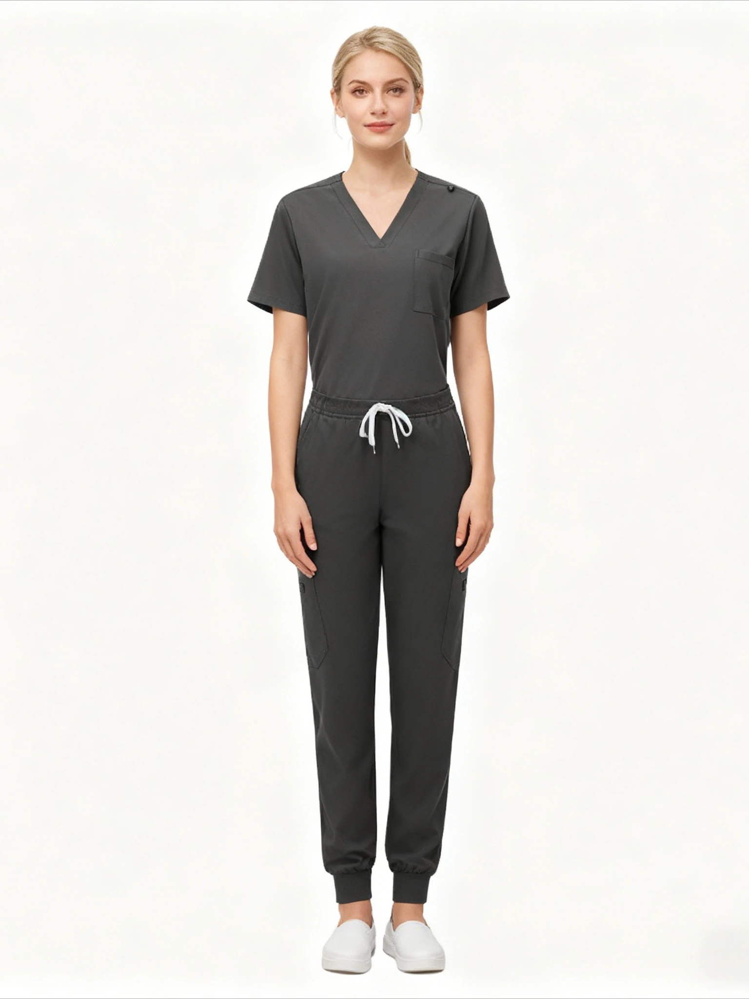 

New Womens Working Room Scrubs Set Short Sleeve Pants Breathable Hand Washing Uniform Doctor Nurse M-edical S-urgical Workwear