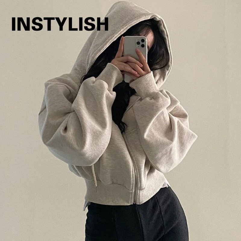 Spring Autumn 2025 New Women Casual Hooded Long Sleeved Top Women Loose Leisurely Coat Multi Functional Zipper Hooded Sweatshirt