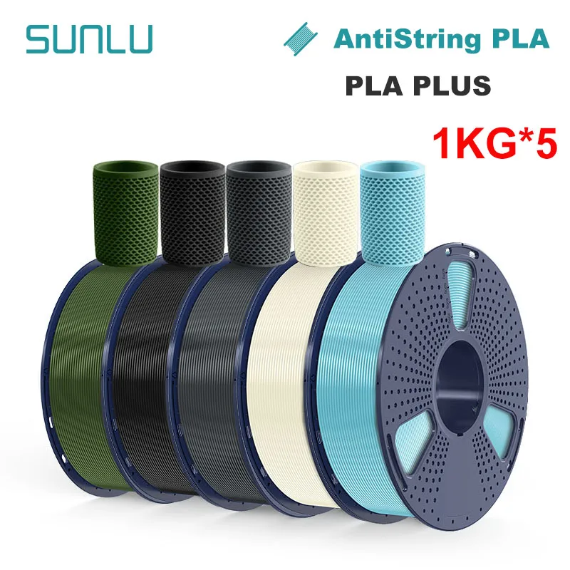 SUNLU 5KG PLA Plus/Clear/AntiString PLA Filament 1,75 mm 1 kg szpula (2,2 funta) schludno nawijany filament pasuje do większości drukarek FDM