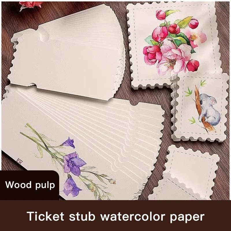Borrence Stamp Ticket Stub Watercolor Painting Paper 75/25 Sheet 300g Fine Line Postcards Travel Water Color Paper Art Supplies