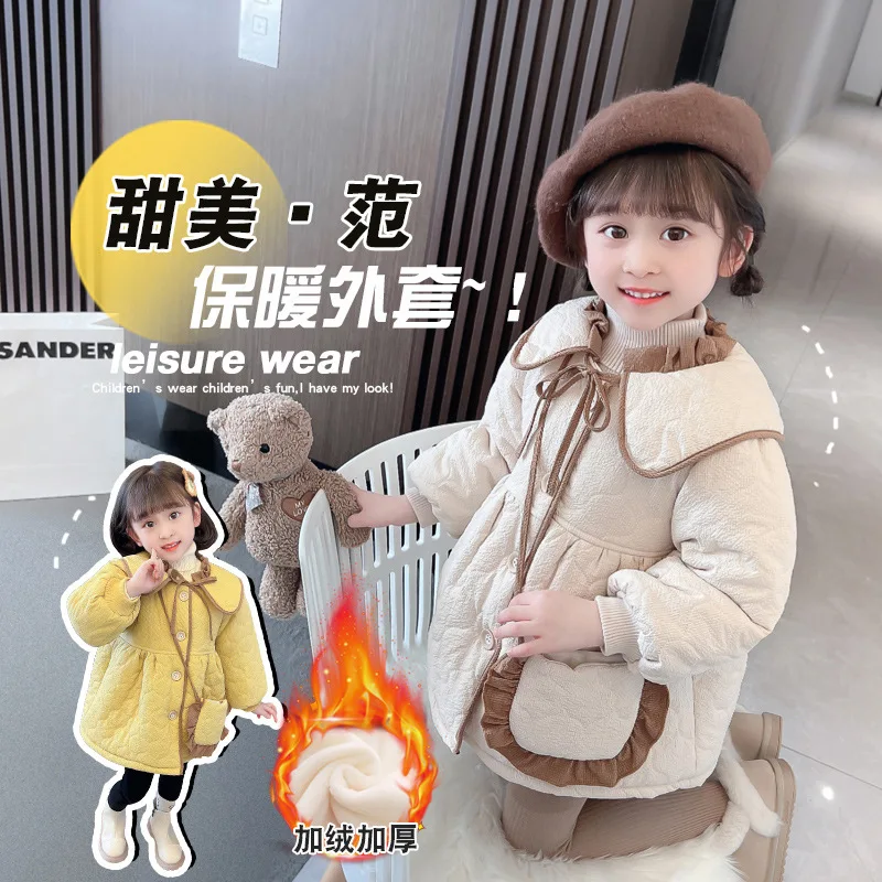 Children Llittle Fragrant Cotton Padded Clothes New Winter Style Little Girls Sweet Lovely Turtleneck Cotton Padded Jacket