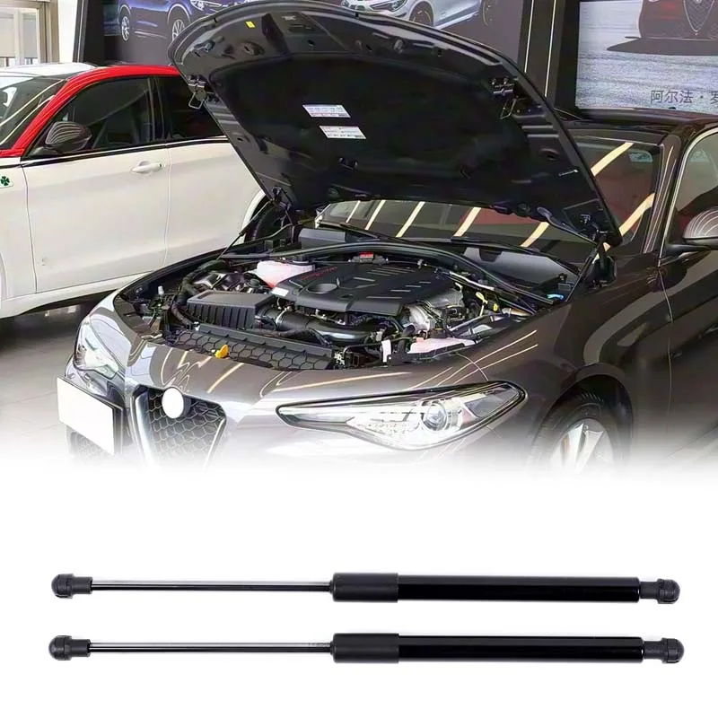 

For Alfa Romeo Giulia 2010-2020 car front hood hydraulic rod slow down rod support rod car accessories 2Pcs carbon steel black