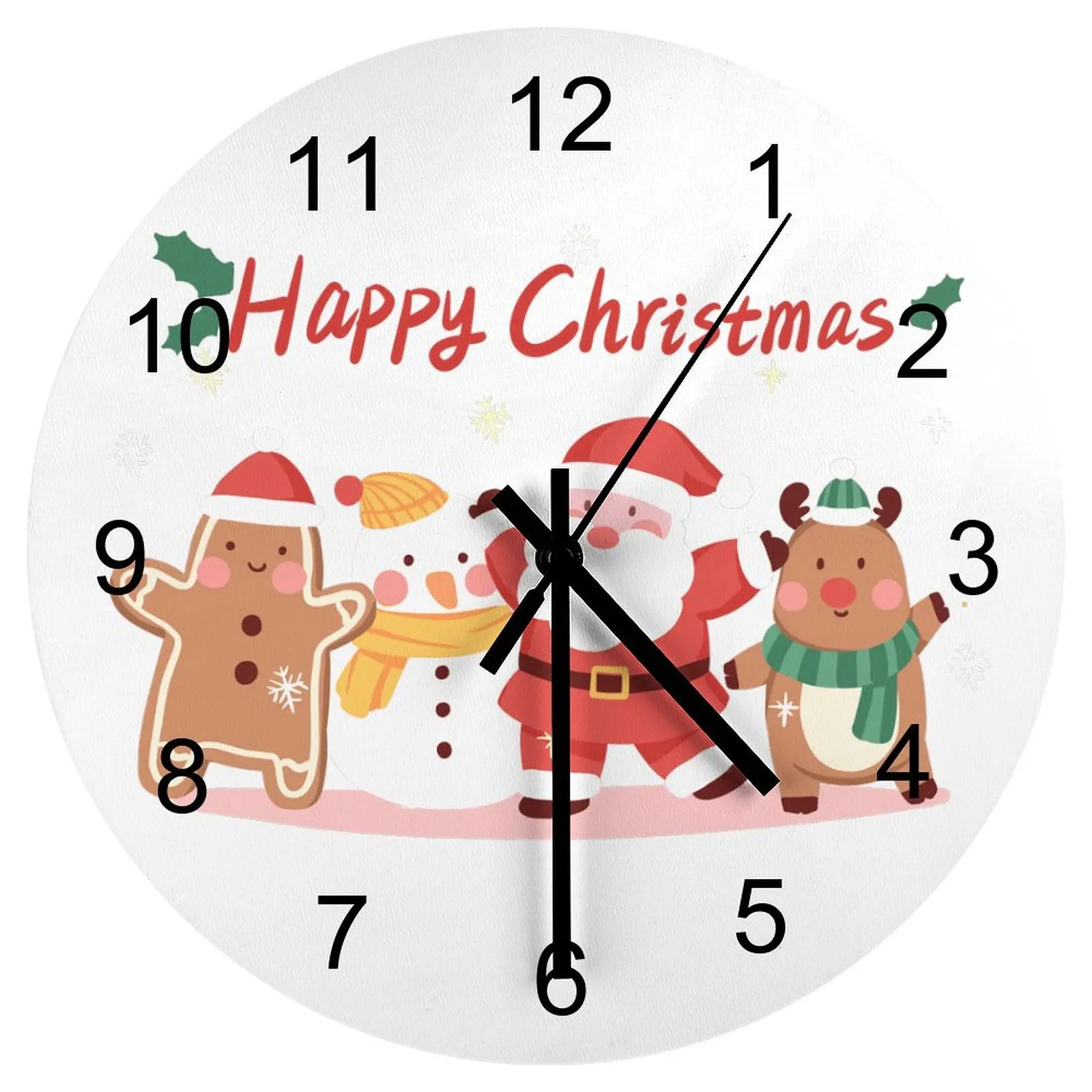 

Dining Room Wall Clock Santa Claus makes a snowman Clocks 12 inch Mute Fashion Round Artistic Wall Mounted Sporty