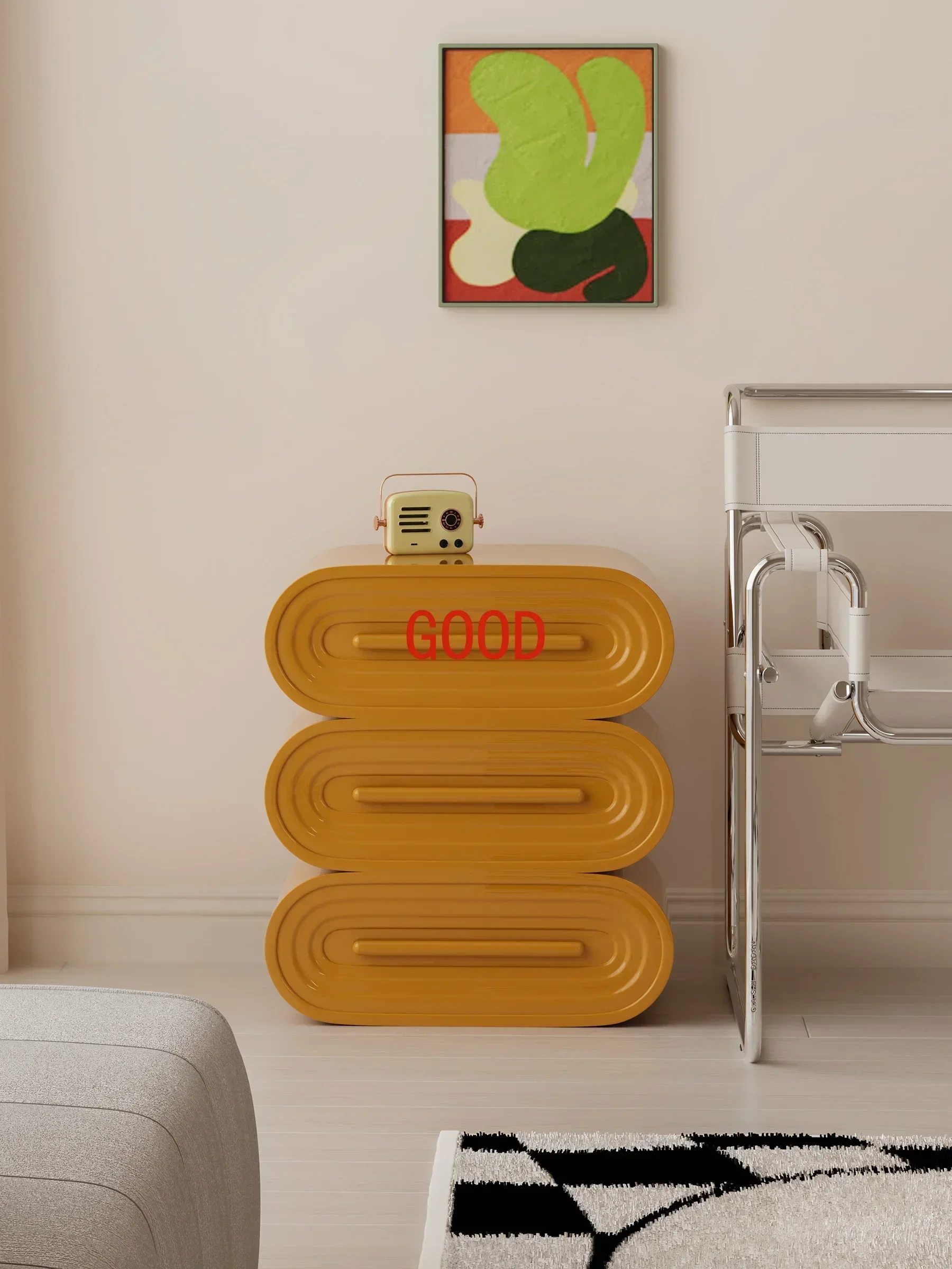 Comodino classico semplice a tre strati Comodino Comodino Piccolo appartamento Armadietto di lusso leggero