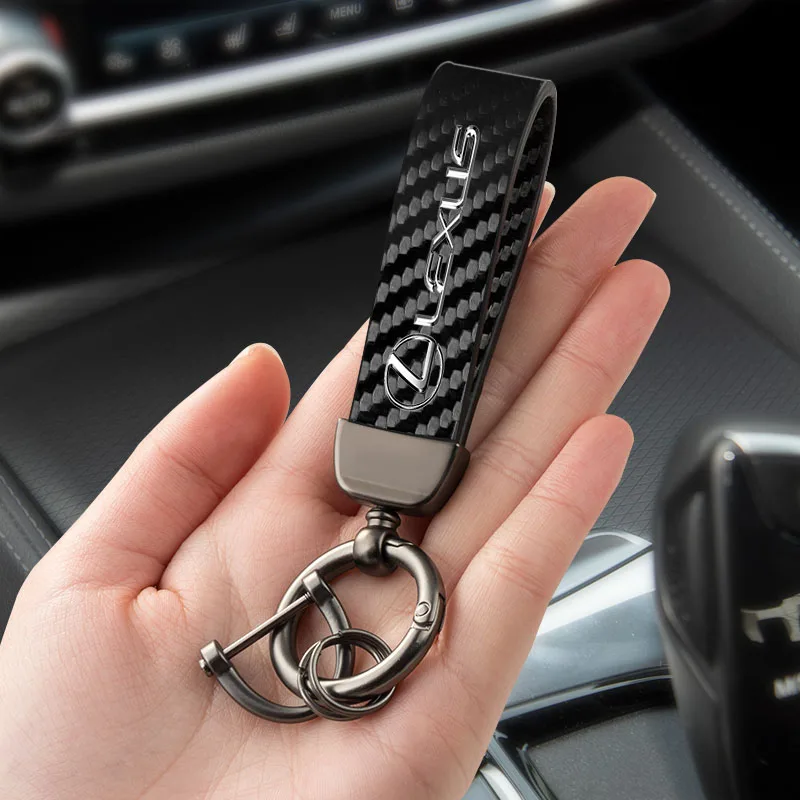 Lexus Car Keychain Carbon Fiber Leather Keyring Car Accessories For RX330 IS250 Ct200h ES300h RX350 IS300h NX300h RX400h UX250h