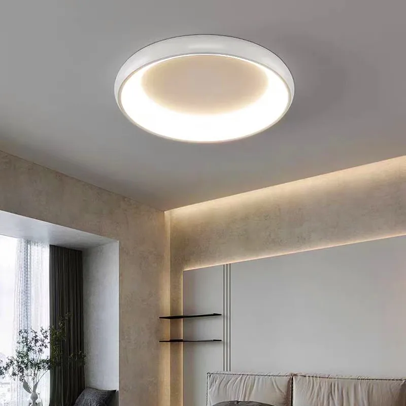 Rodada moderna lâmpada do teto LED com controle remoto, Dazzling Lamp, Quarto elegante Luz, 3-Dimensional Escurecimento Luz, não deslumbrante