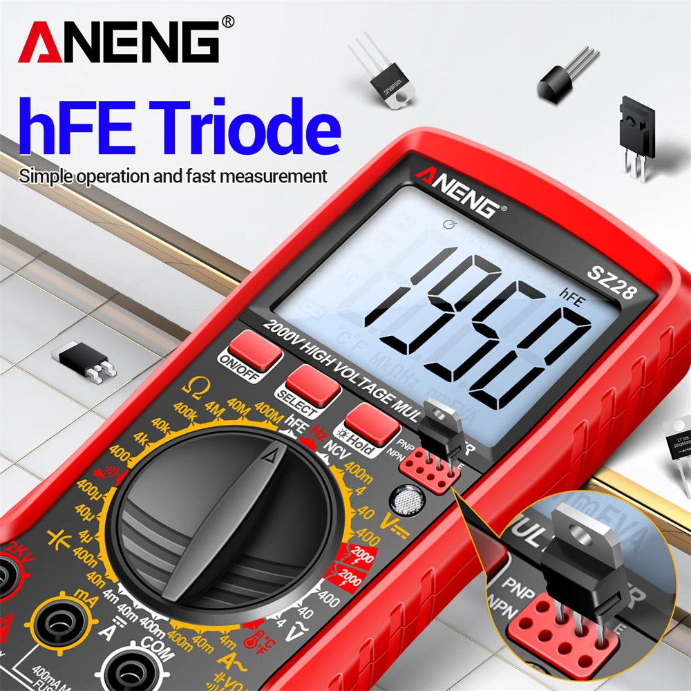 DC Current AC Voltage Current Ohm NCV Capacitance Test 4000 Counts tools Smart Automotive Multimeter Tester ANENG SZ28  Ammeter