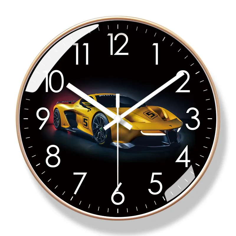 

12inch Wall Clock Modern Design Wall Clock Living Room Clock Cool Sports Car Silent Clock Silent Sweep Second Quartz Clock Decor