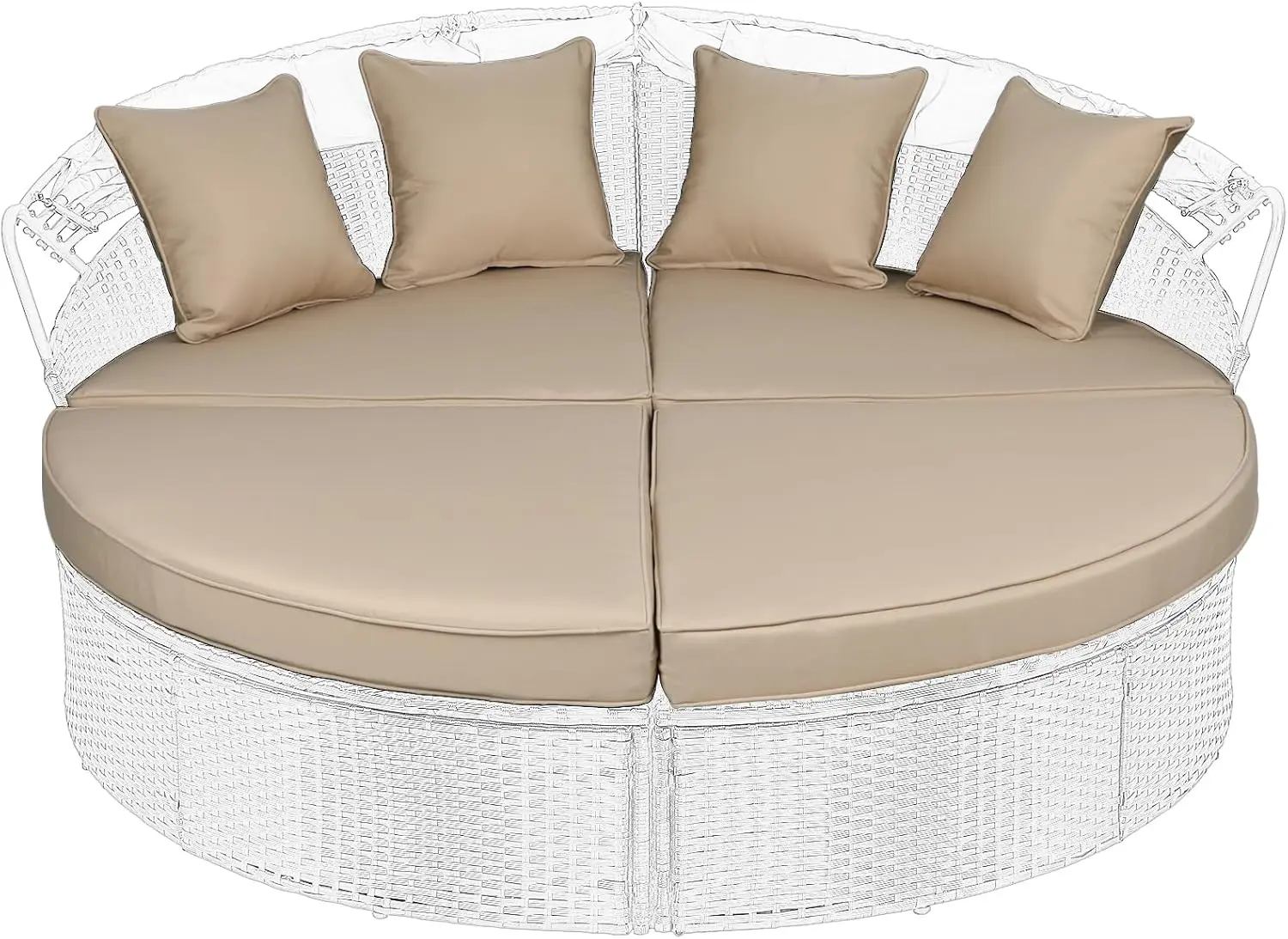 

Outdoor Round Daybed Cushions, 66 Replacement Round Bed Cushion, Weather And Fade-Resistant Sun Bed Outdoor Cushion, Brown