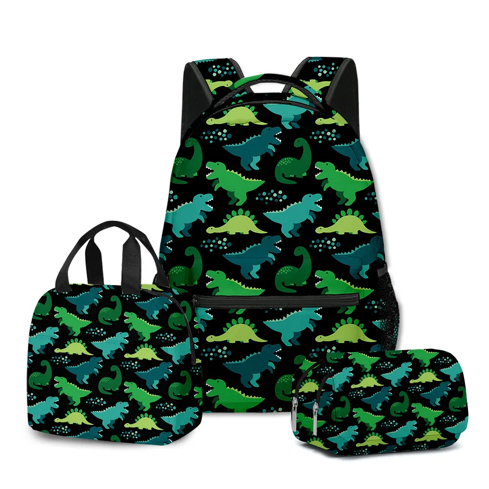 

Trendy Popular Novelty Cartoon dinosaur 3D Printed 3pcs/Set student School Bags Travel Notebook Backpack Lunch bag Pencil Case