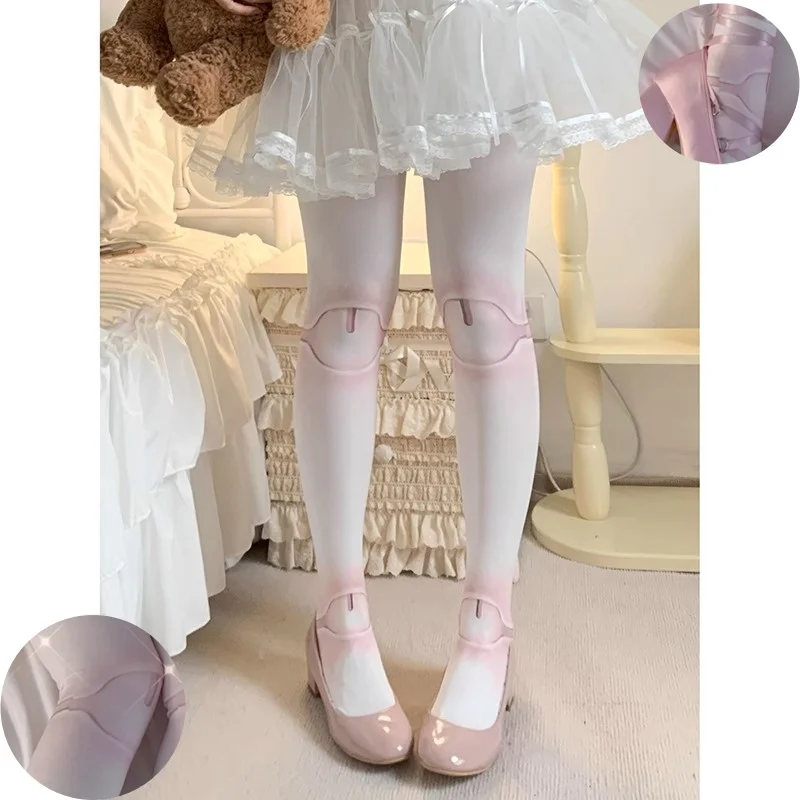 Japońskie wspólne lalki Lolita skarpetki damskie letnie i jesienne skarpetki kosmetyczne słodkie aksamitne rajstopy z nadrukiem Lolita 120d