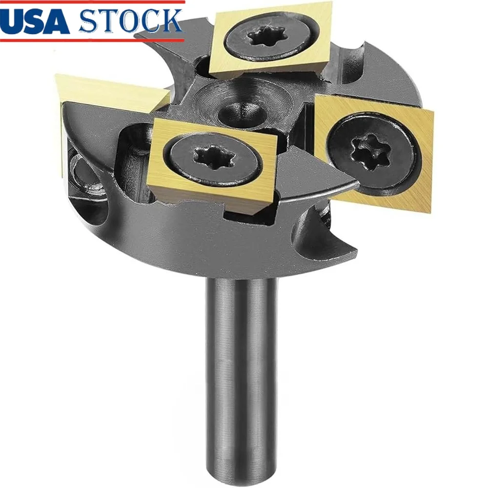 

2 Flute Router Bit Carbide Insert Spoilboard Surfacing Bit 1/4 Shank 1-1/4 Cutting Dia Slab Flattening Tool ATS Coated