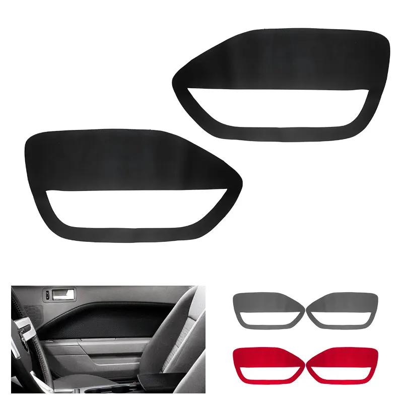 2pcs For Ford Mustang 2005 2006 2007 2008 2009 Car Front Door Handle Armrest Panel Microfiber Leather Cover Interior Trim