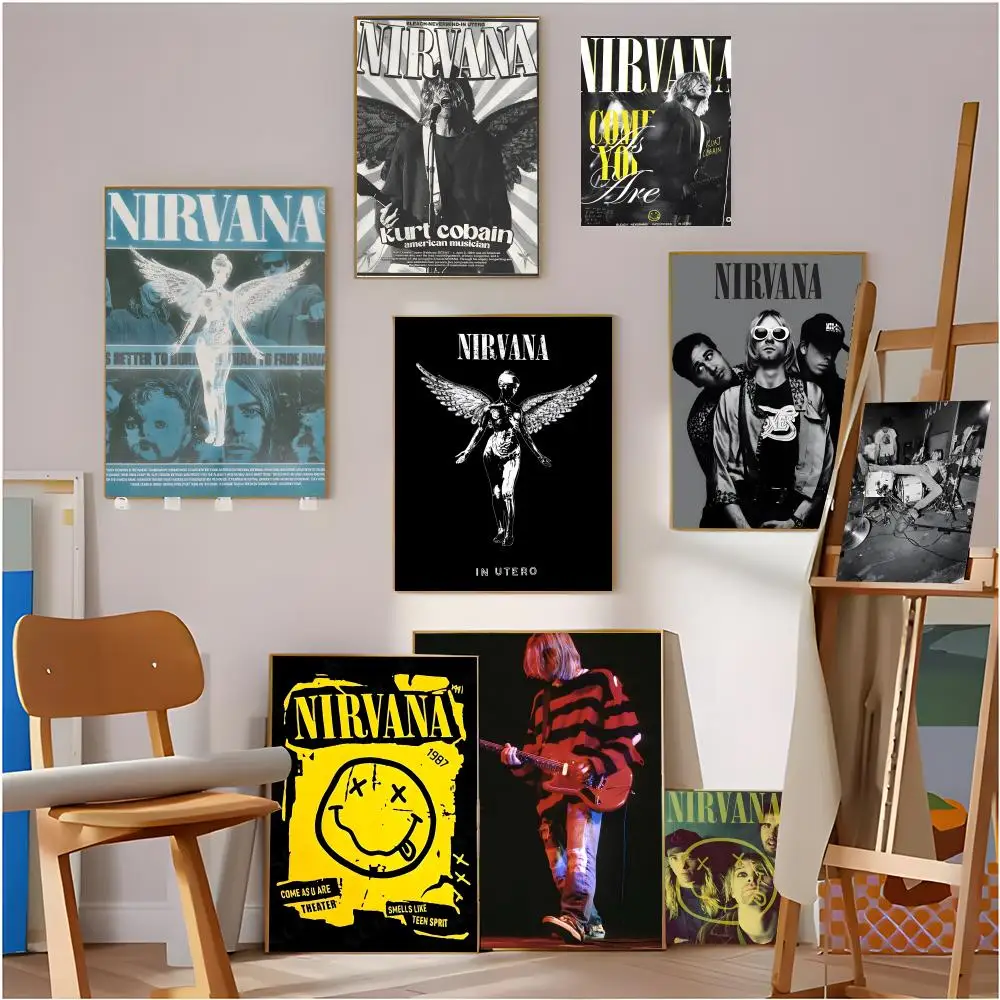 N-Nirvana-Poster, modernes Kunst-Poster für Badezimmer, wasserfest, rahmenlos, dekoratives Geschenk