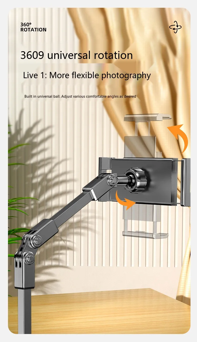 Drehbarer Tablet-Ständer, Desktop-Halterung, Telefonständer, Metall, faltbar, Lazy Bracket für Lernen und Live-Streaming – Detail 5