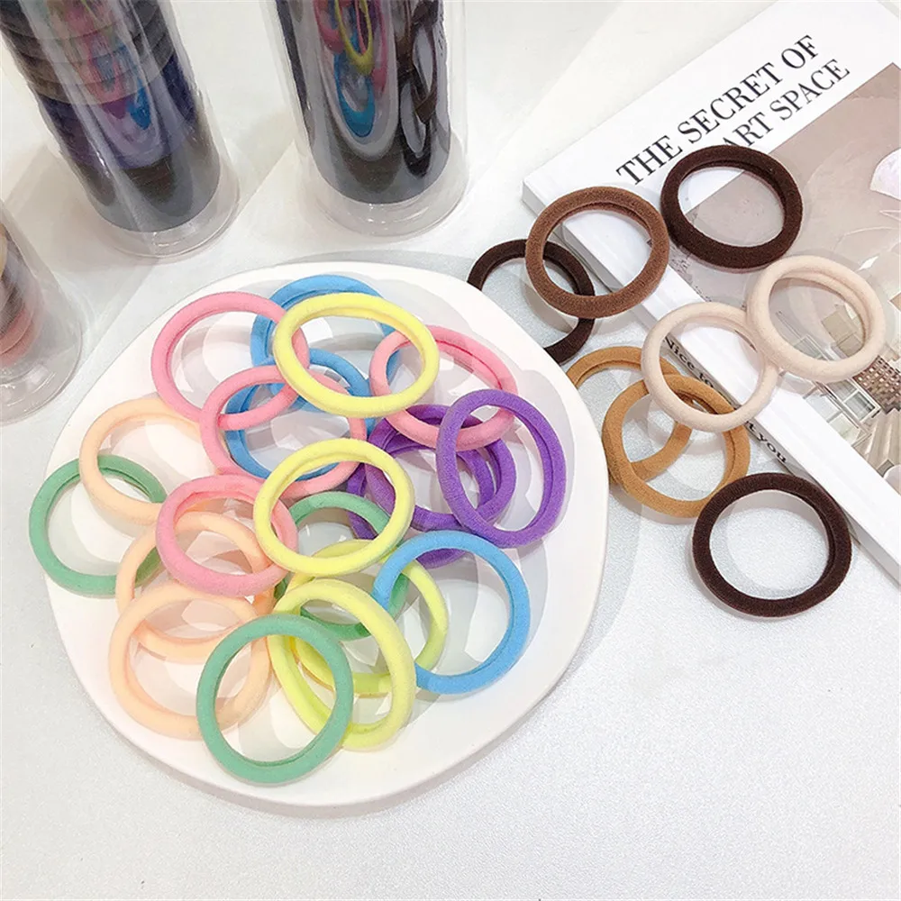 20 Pcs Elastic Hair Rings for Women Girls Rubber Band Ponytail Holder Solid Color Seamless Korean Hair Accessories Ornaments