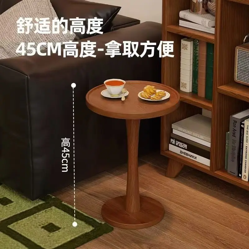 

Creative bedroom simple bedside table table mobile shelf solid wood balcony small round bedside table