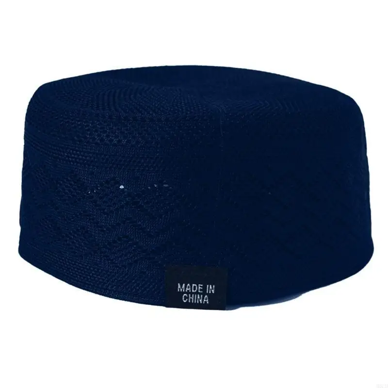 

M6CD Muslims Ethnic Kufi Cap Comfortable Breathable Cotton Prayer Hat for Men with Hollowed for Daily Wear