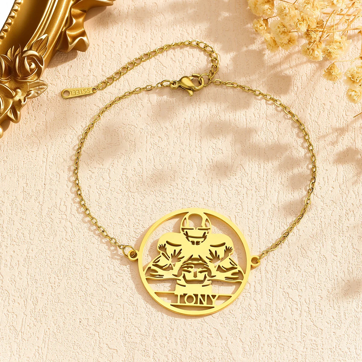 

Trendy Rugby Player Custom Holder Name Bracelets for Women Men Stainless Steel Adjustable Bracelet Jewelry Sport Lover Gifts