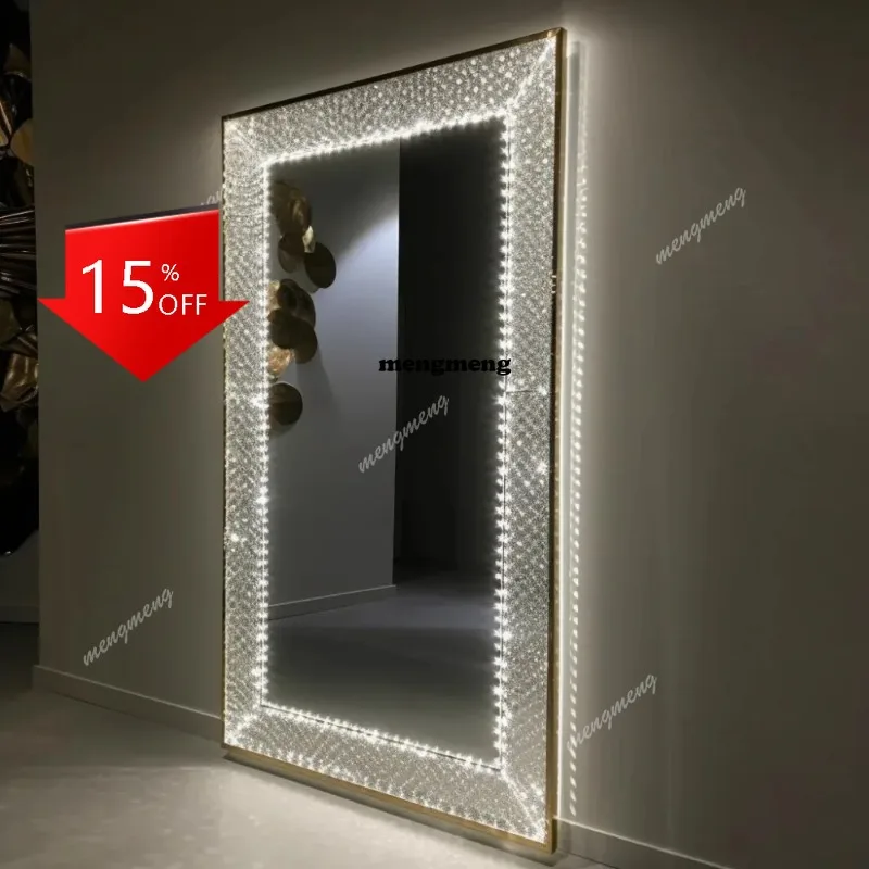 01A Led Mirror Manufacturers Smart Mirror Touch Switch Adjustable Wall Full Length Led Crystal Mirrors With Led Light